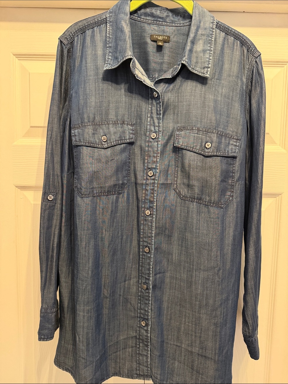 Talbots Light Blue Denim Button-Front Tunic Shirt